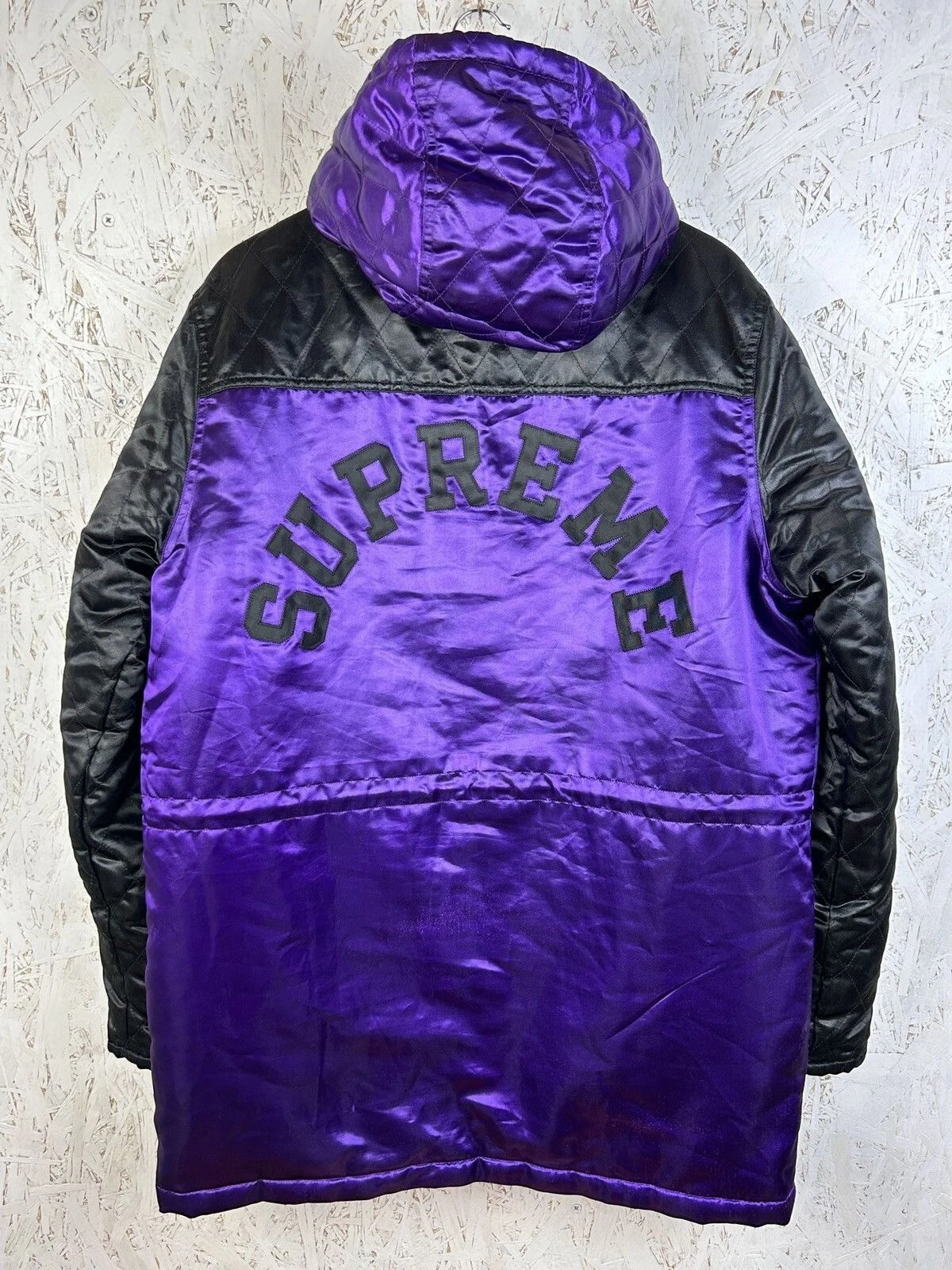 Manteau parka Supreme 14FW matelassé satin ligne de touche taille L