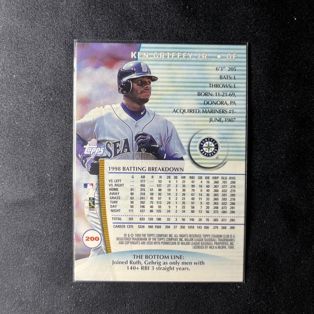 1999 Topps Stadium Club - Ken Griffey Jr. #200 Seattle Mariners | eBay