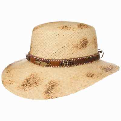 LIPODO Branded Schute Strohhut mit Lederband Damenhut Sommerhut Sonnenhut