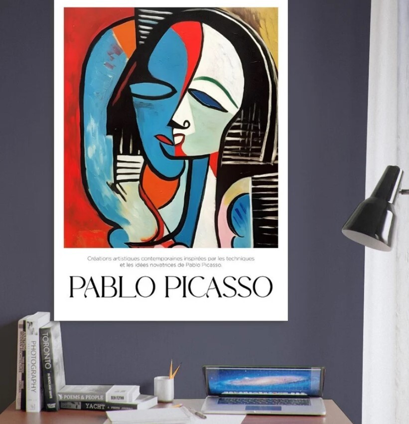 Picasso Cubism Portrait Red Blue Gallery Poster Print