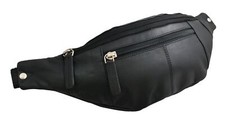 721 Genuine Soft Leather Bumbag Fanny Pack Waist Pouch (black)