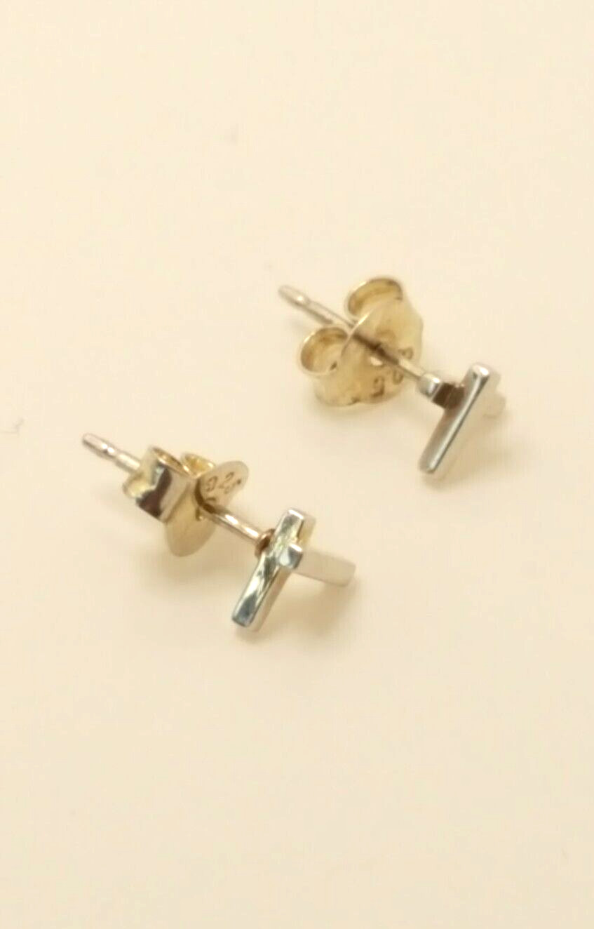 Gorgeous Solid Artistic Cross Stud Earrings 925 S… - image 7