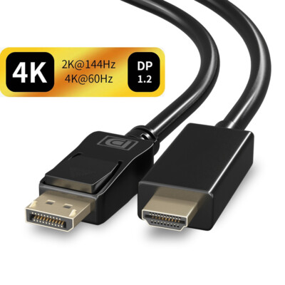 4K HDMI to DP Cable HDMI To Display Port Converter 144Hz Audio Video DisplayPort  Cord Unidirectional HDMI 1.4 to DP 1.2 Adapter - AliExpress