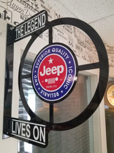 VINTAGE JEEP SALES RETRO VINTAGE ERA DEALERSHIP SERVICE COUNTER FLANGE SIGN - Picture 5 of 10