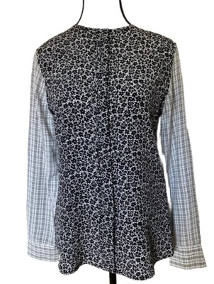 Equipment Femme Shirt Blouse Black White Button Down 100% Silk Women s Size XS