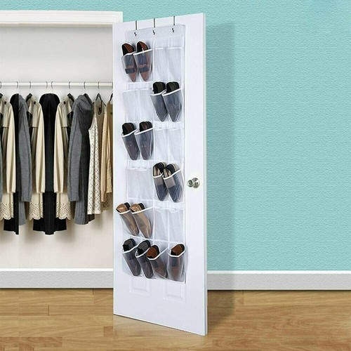 24 Pockets Over Door Hanging Shoe Rack Storage Hanger Space Saver Organiser Tidy - Picture 34 of 53