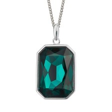 Sterling Silver Elongated Crystal Pendant 925 Hallmarked All Chain Lengths