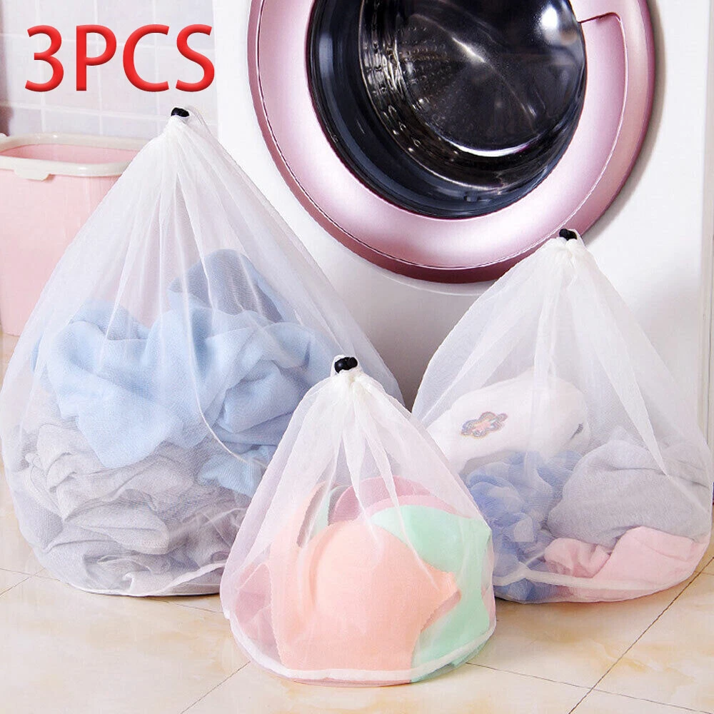 3x Washing Machine Mesh Net Bags Laundry Bag Large Thickened Wash Bags  Reusable