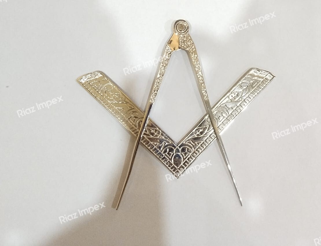 Masonic Lodge Ceremonial SILVER 6" LARGE Square and Compass For Bible