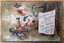 Victorian Trade Card, LE BOUTILLIER BROTHERS DRY GOODS, NY, Fighting Boys