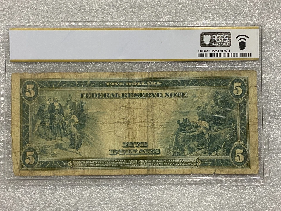 1914 $5 Federal Reserve Note RICHMOND  PCGS 15    COLUMBUS DISCOVERY NOTE - Image 2 of 4