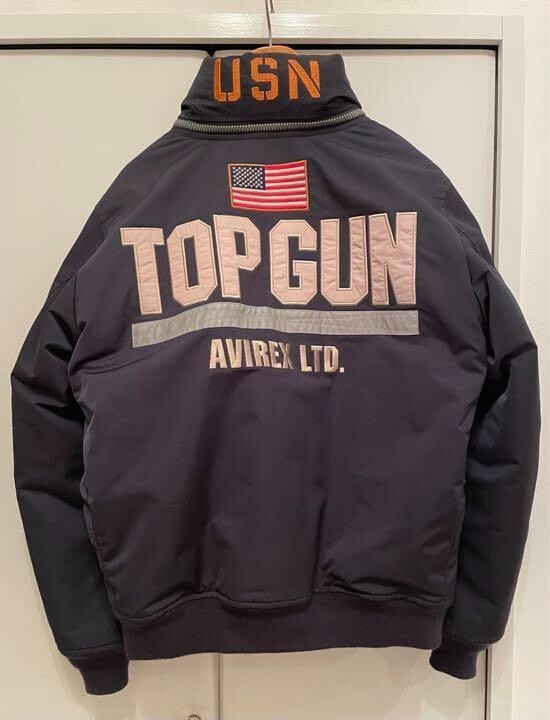 ジャケット・アウター AVIREX TOP GUN U.S. NAVY Avirex Men's Flight Jacket Polyester Navy Top Gun Model size