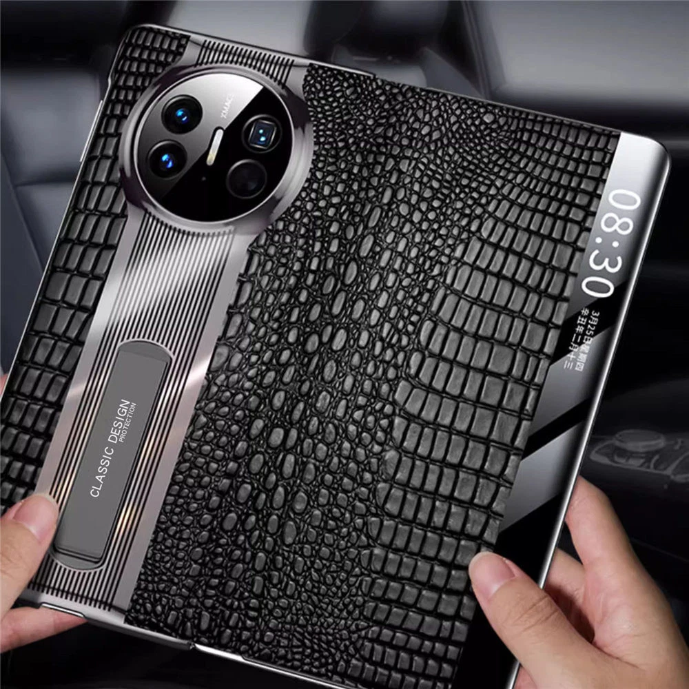 Genuine Cowhide Leather Magnetic Flip Case For Huawei Mate X5 X3 Bracket Cover - Picture 1 of 17