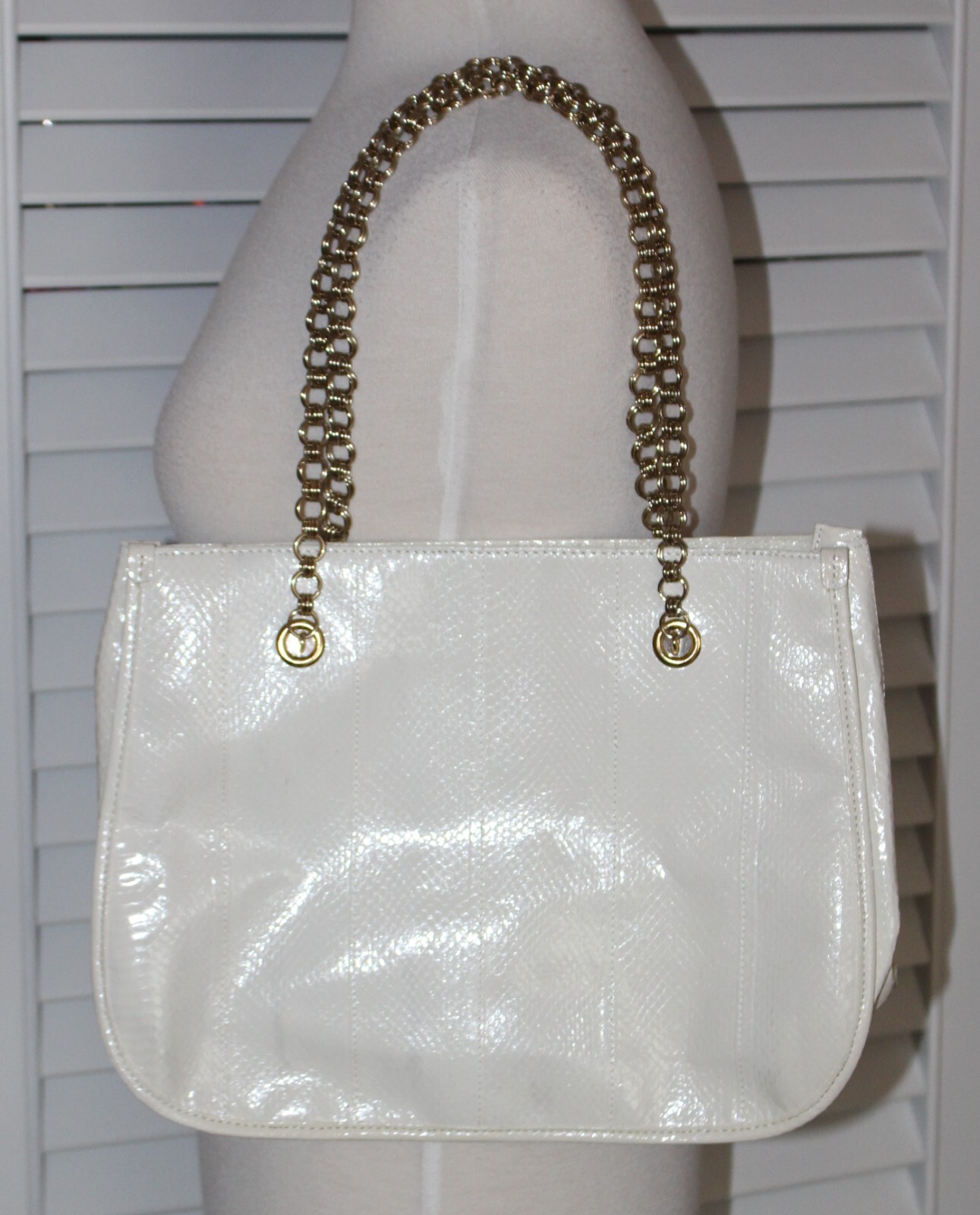 Vintage Bloomingdale's Python Gold Chain HANDBAG … - image 4