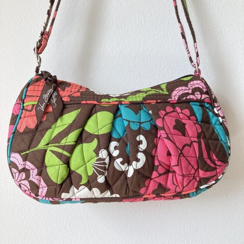 Vera Bradley Frannie Bag Lola Crossbody Shoulder Flower Print Brown Small EUC
