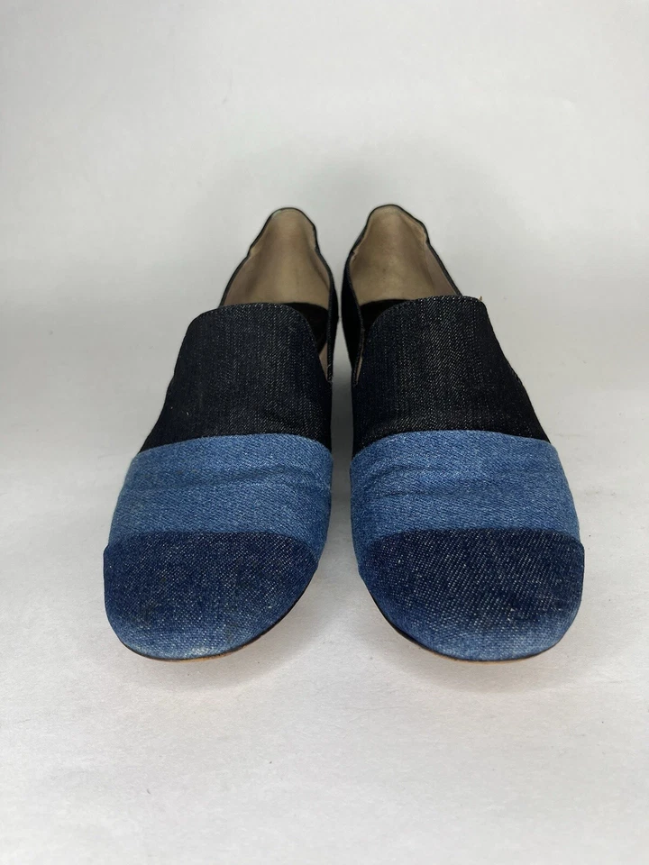 10 Crosby Derek Lam Zapatos Planos Sin Cordones Mujer Talla 6M Negro Azul Denim Foto 2 de 4