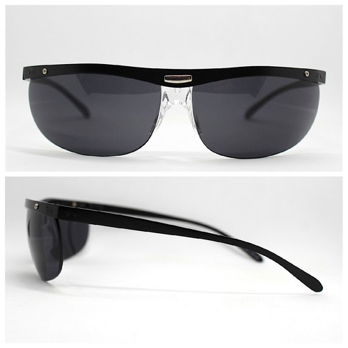 OCCHIALI DA SOLE UOMO ovale avvolgente nero vintage 90 MATRIX CYBERPUNK  rimless | eBay