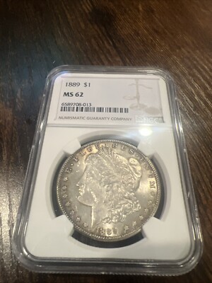 1889 Morgan Dollar CERTIFIED NGC MS 62 Silver Dollar.