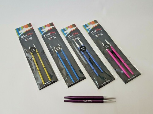 KNITPRO ZING Interchangeable Needle Tips SHORT Length, sizes 3.5 - 6 mm