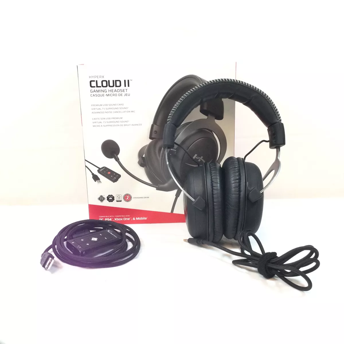 HyperX Cloud II Black 7.1 Surround Sound Wired Gaming Headset For Xbox Used