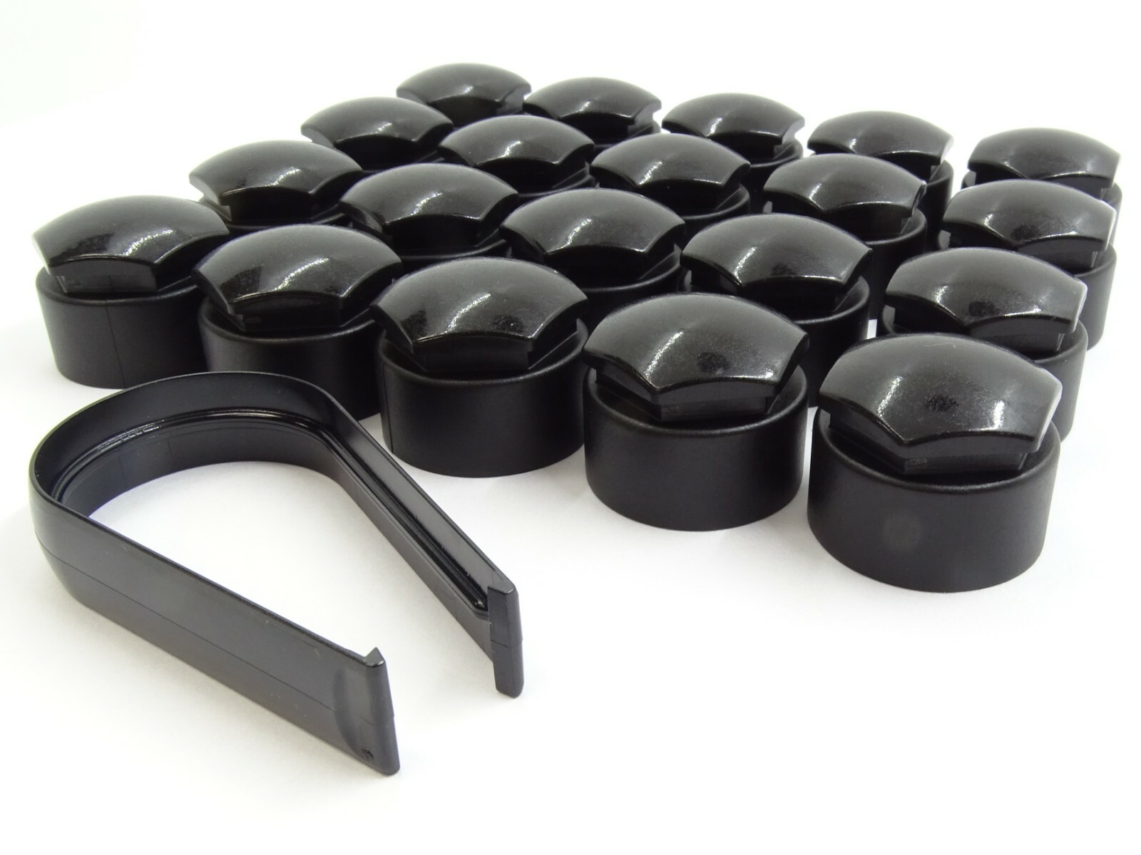 WHEEL NUT COVERS AUDI A3 A4 A5 A6 Q3 GLOSSY BLACK BOLT CAPS LOCKING