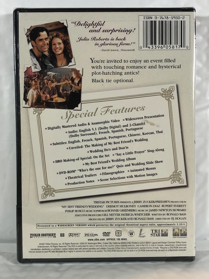 My Best Friend's Wedding (DVD) - Julia Roberts - Region 1 - ** NEW ** - Image 2 of 3