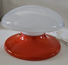 MCM Mushroom Lamp Table or Wall White Glass  Orange Metal 8" H x 13" D approx.