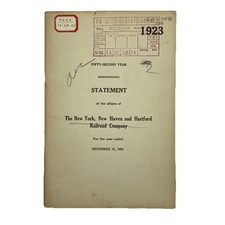 The New York New Haven Hartford Railroad Company Annual Report Ephemera 1923