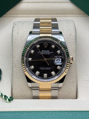 Rolex Datejust 36 NEW 2026 Black Diamond Two Tone Yellow Gold Fluted Oyster