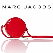 MARC JACOBS Mini 4" Red Patent Leather Crossbody Round Circle Canteen Bag Purse
