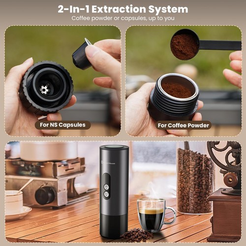 150W Espresso Maker with 2-3 Min Fast Self-Heating, Portable Travel Espresso ... - Picture 7 of 9