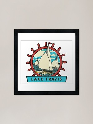 Lake Travis Vintage Stil Aufkleber Des gerahmt Wandbild Poster Leinwanddruck Bild