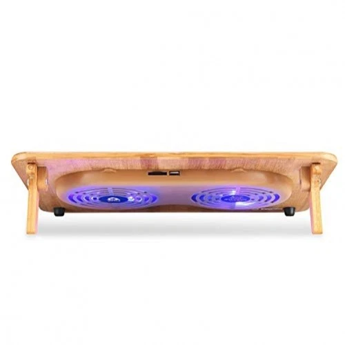 KLIM Bamboo - Laptop cooling pad Adjustable speed Cooling stand with fans