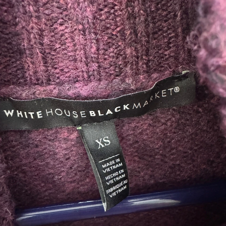 White House Black Market Mock NECK 电缆针织毛衣美国女式 XS — 第 3/4 张图片