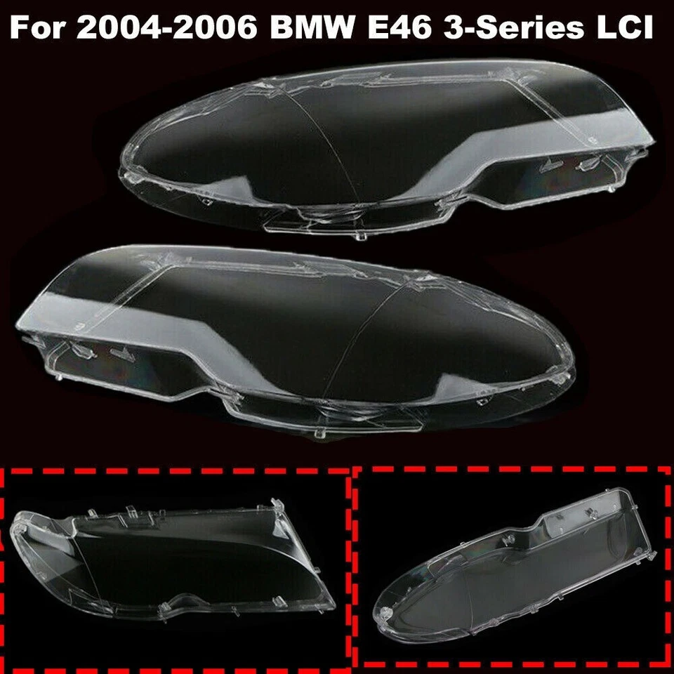 New Headlight Lens Cover Clear For 2004-2006 BMW E46 2DR Coupe 325ci 330ci 1Pair Foto 3 de 4