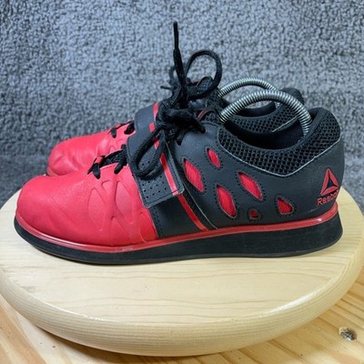 Reebok Lifter PR Weightlifting Shoes Mens Sz 8.5 Leather Black Red Gym Powerlift