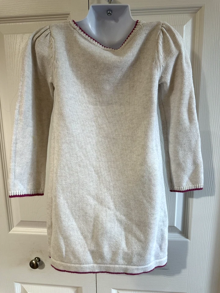 Girls size 5 GYMBOREE 2015 Charm Class Ivory Sparkle Bow OWL Sweater Dress - Image 2 of 4