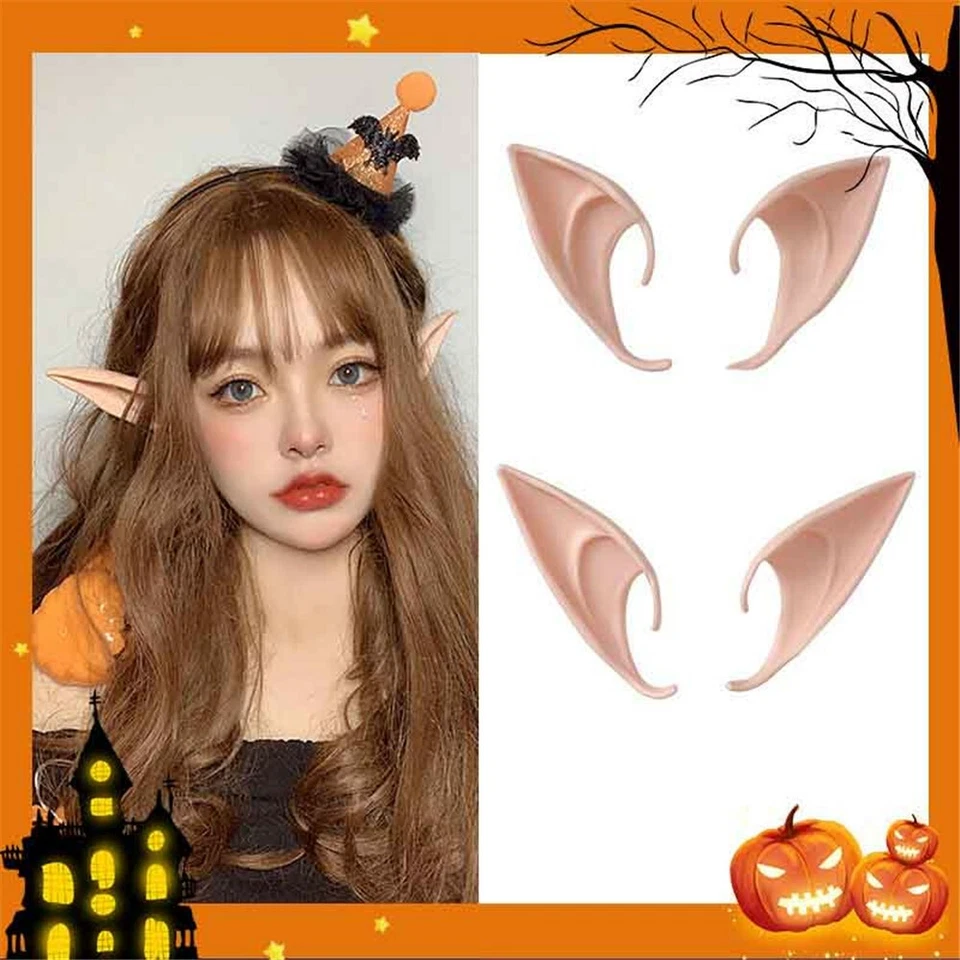 Elf Ears Rubber Latex Prosthetic Tips Angel Pixie Fairy Adult Kid Cosplay UK - Image 4 of 4