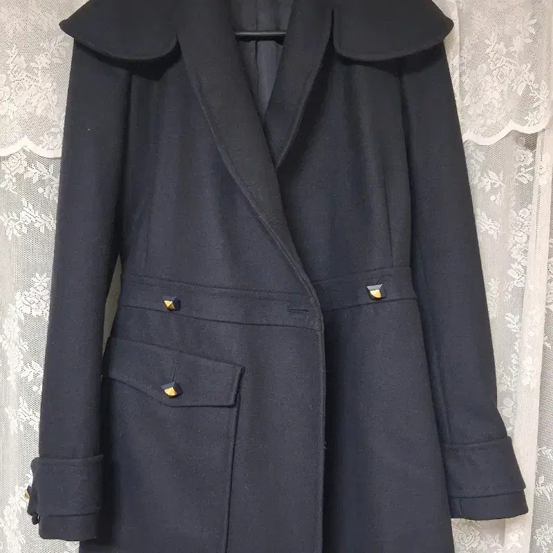 Givenchy Women's Wool Coat Double Button Navy Size 36 thumbnail 2