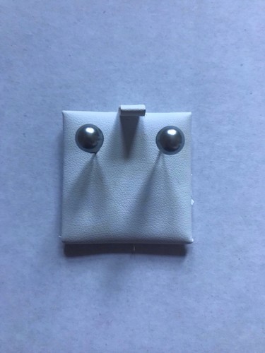 Grey Faux Pearl Stud Earrings - Picture 3 of 4