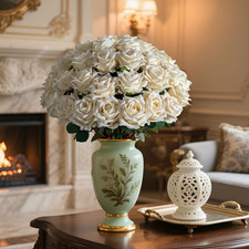 36PCS White Silk Roses - Realistic Faux Flowers for Home, Weddings  Parties