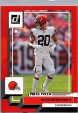 2022 Panini Donruss Greg Newsome II #215 Press Proof Red Cleveland Browns