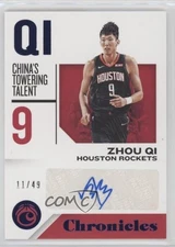 2018-19 Panini Chronicles Chronicles Signatures Blue /49 Zhou Qi #CS-ZQ Auto