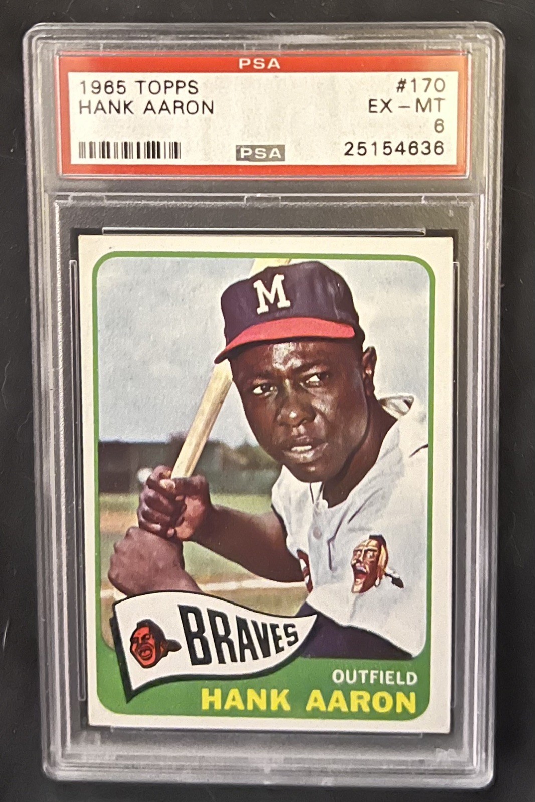 Topps 1965 Hank Aaron #170 Milwaukee Braves PSA 6 EX-MT Baseball Card