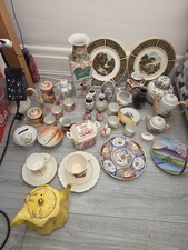 Mixed Pottery & Porcelain Job Lot Teapots, Cups & Saucers, Plates, Vases