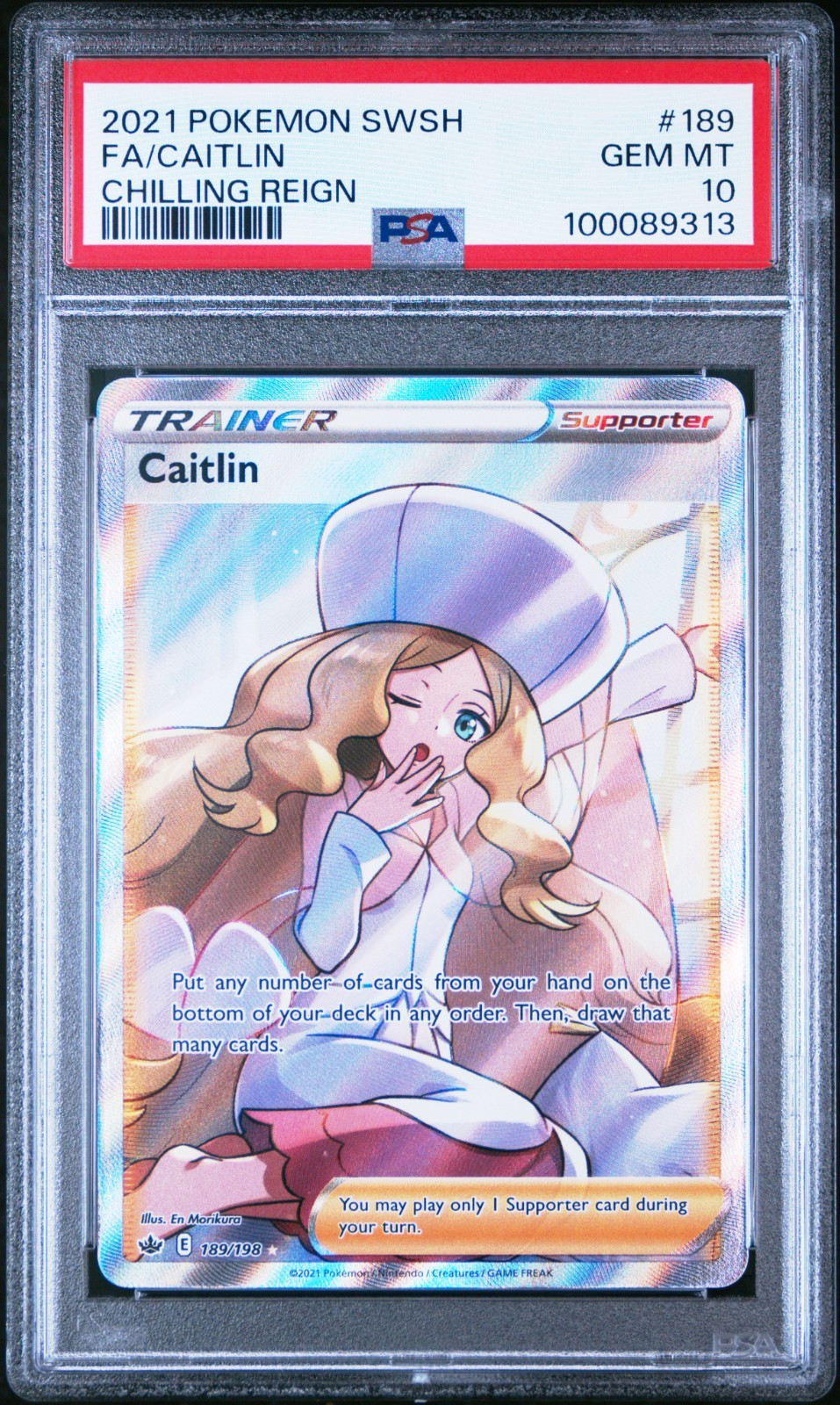 2021 CAITLIN / FULL ART #189 SWORD & SHIELD CHILLING REIGN POKEMON PSA 10