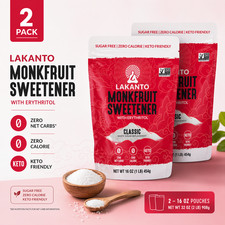 Lakanto Classic Monk Fruit Sweetener with Allulose, 1 lb, 2 Count