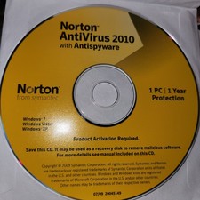 Norton AntiVirus 2010 with Antispyware DISC ONLY With Prodict Key