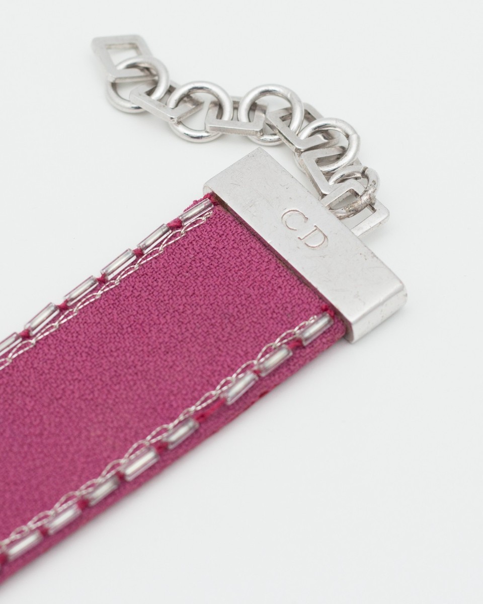 Rare Christian Dior Galliano Era Vintage Embroidered Logo Choker