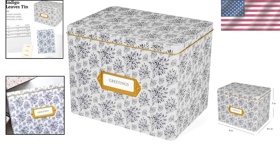 Decorative Metal Gift Card Organizer Box Set with Dividers and Envelopes - Image 2 of 4